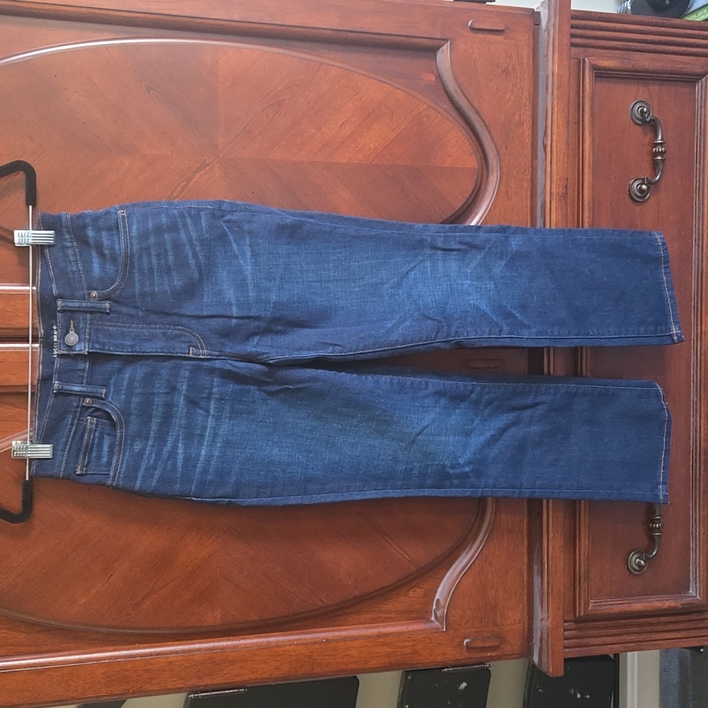 High rise straight jeans.